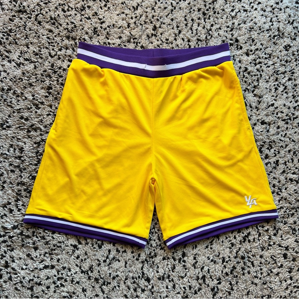 YoungLA Gym Shorts Lakers Yellow Purple Trim Men’s Size Large